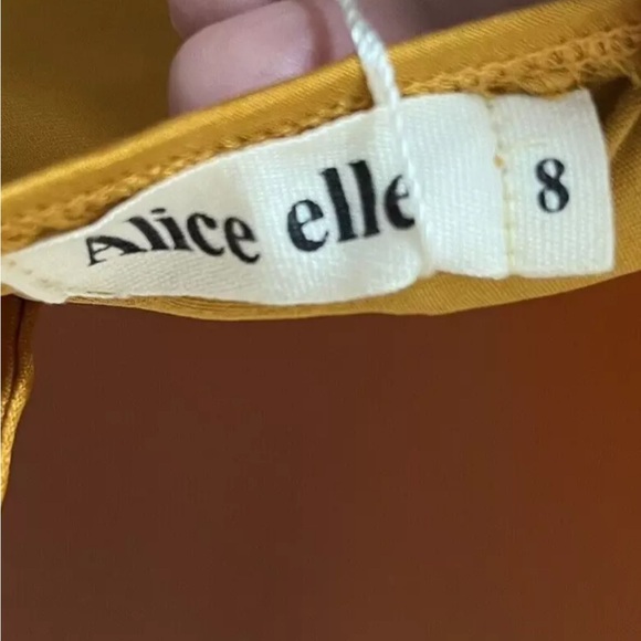 NEW Alice Elle Formal Long Dress Size 8 Yellow Gold Satin Halter Side Cutouts - Picture 8 of 8